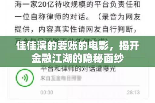 佳佳演的要账的电影,揭开金融江湖的隐秘面纱 佳佳演的要账的电影,揭开金融江湖的隐秘面纱