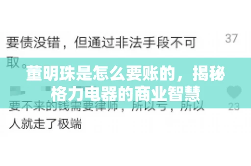董明珠是怎么要账的,揭秘格力电器的商业智慧 董明珠是怎么要账的,揭秘格力电器的商业智慧