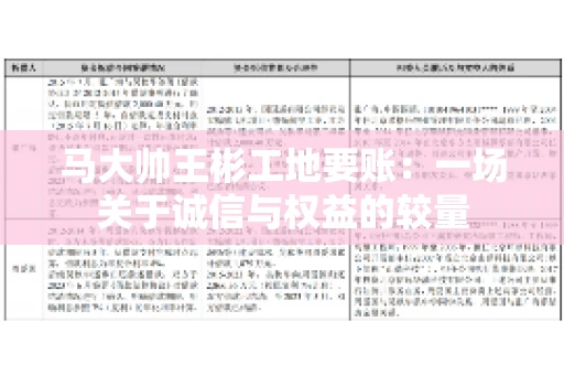 马大帅王彬工地要账:一场关于诚信与权益的较量 马大帅王彬工地要账:一场关于诚信与权益的较量